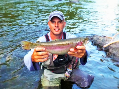Corey Harris fished the Wet Baetis Soft Hackle, and caught this colorful rainbow while fishing in the evening.