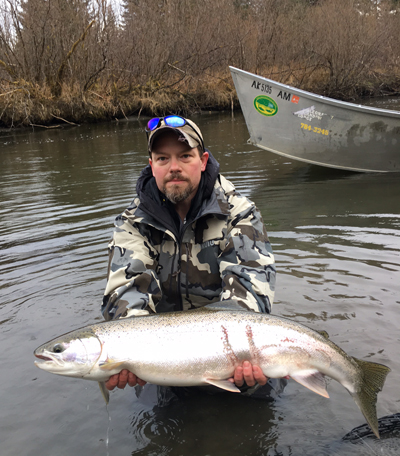 Kurt Wald had some pretty good success while fishing in Situk, Alaska for Steelhead. This one grabbed the Black & white Dolly Llama. Gorgeous Fish Kurt!