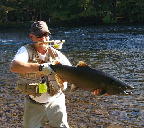 Matt Linder caught this King, and a number of others fishing the Douglaston Salmon Run in Pulaski, New York. This one took a 3D Stonefly Nymph.