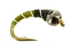 Zebra Midge Beadhead Two Tone Olive & Black