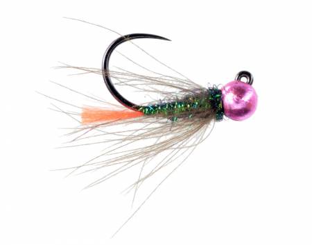 Jiggy Orange Tag Nymph with Pink Bead, Fly Fishing Flies For Less