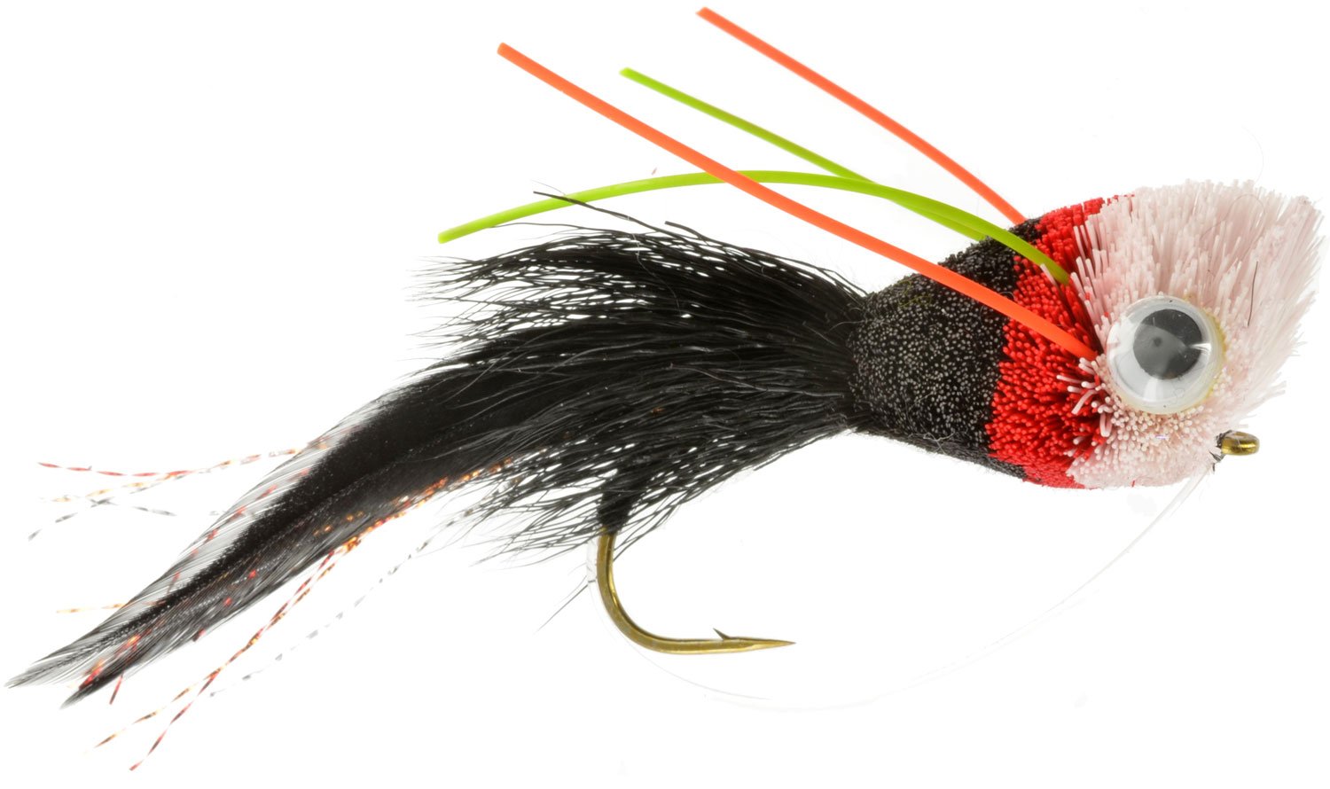 Bass Bug Black, Red and White  Fly Fishing Flies For Less