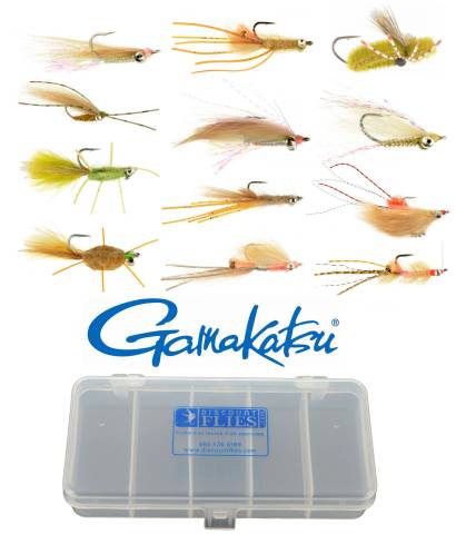 Bonefish & Permit Flats Collection: 12 Flies + Fly Box