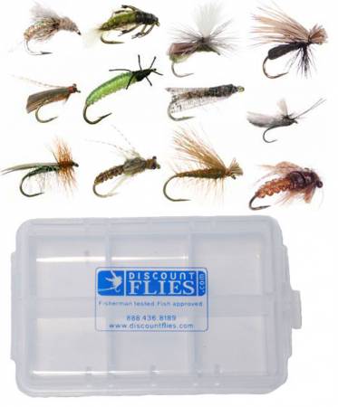 Caddis Fly Collection: 12 Trout Flies + Fly Box, Fly Fishing Flies For  Less