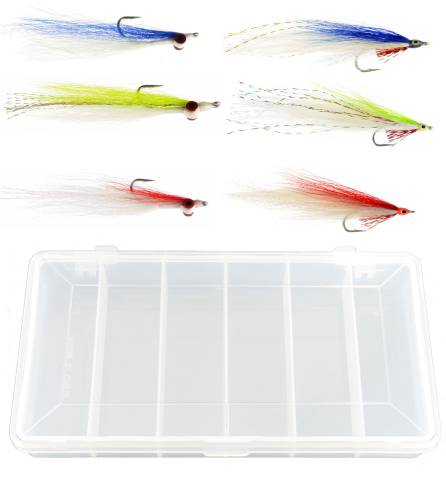 Clouser & Deceiver Baitfish Fly Collection: 6 Flies + Fly Box