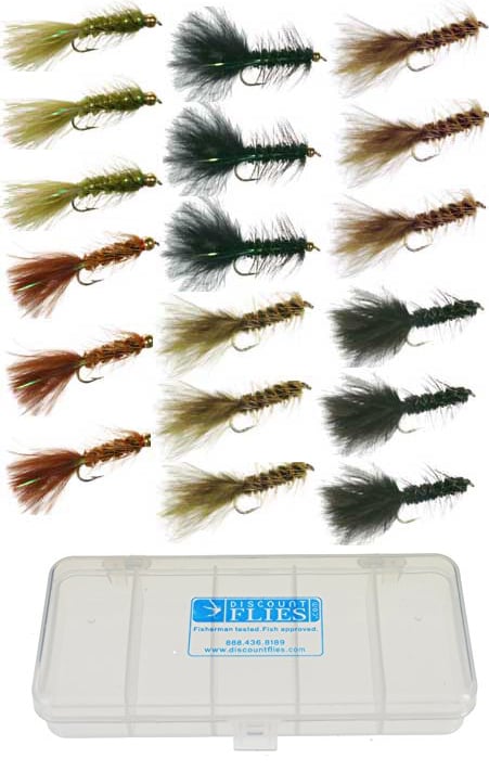 Wooly Bugger Collection: 18 Flies + Fly Box