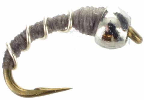Zebra Midge Tungsten Bead - Grey